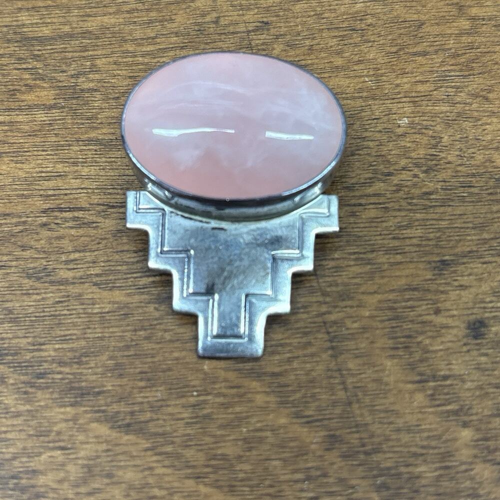 Carol Felley Sterling Silver Rose Quartz Pin/Pendant #17173